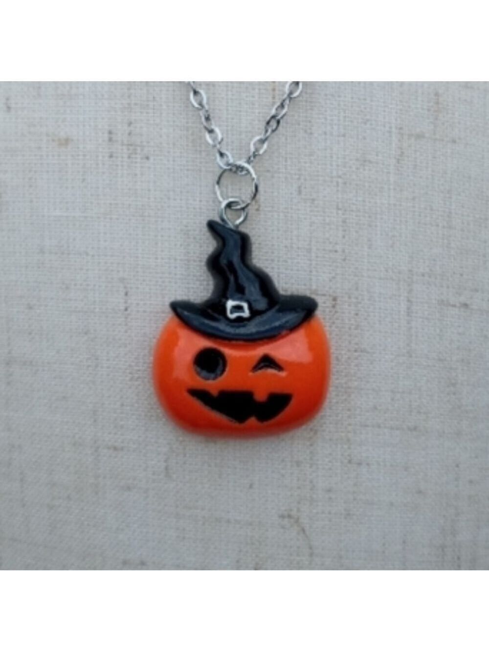 🆓 Free W/Purchase Halloween Pumpkin Hat Stainless Steel Necklace